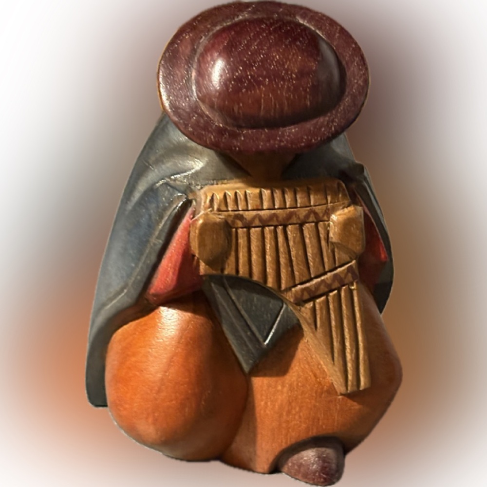 Wooden Figurine with Pan Flute